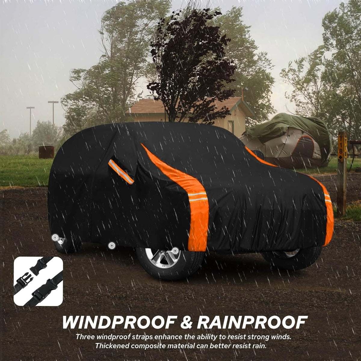 10-Layer Car Cover Waterproof All Weather for Automobiles, Soft Cotton Lining Outdoor Full Covers with Door Zipper, Universal Fit for Sedan 196"-208" L, Size A6 (See Size Chart)