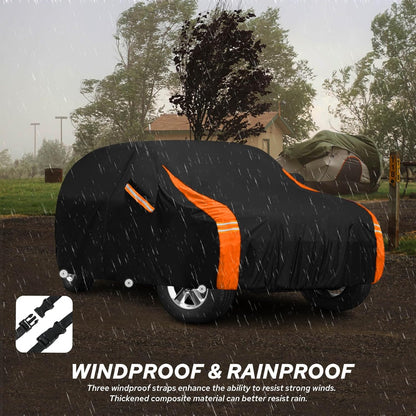 10-Layer Car Cover Waterproof All Weather for Automobiles, Soft Cotton Lining Outdoor Full Covers with Door Zipper, Universal Fit for Sedan 196"-208" L, Size A6 (See Size Chart)