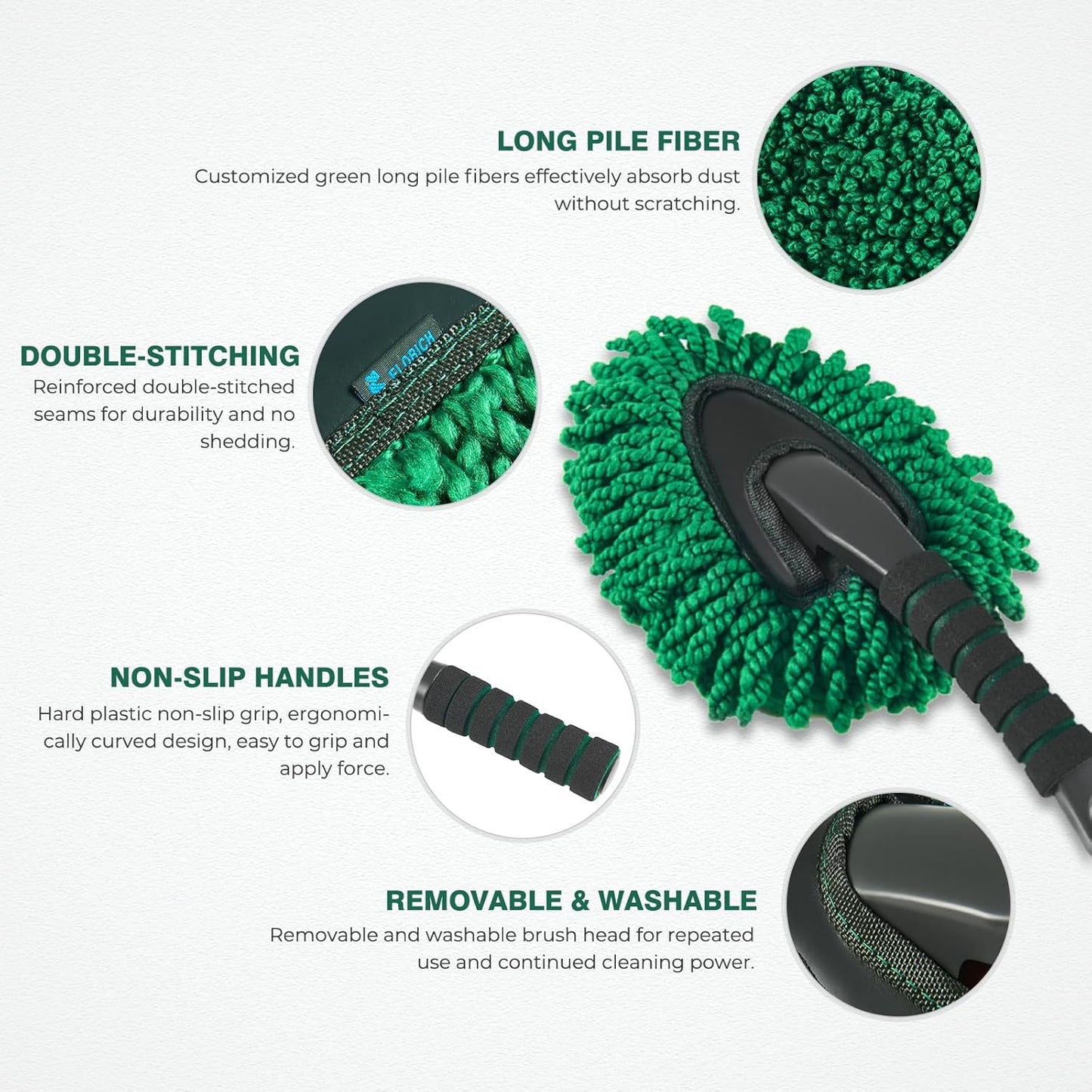 FLORICH Large Microfiber Car Duster Kit, Extendable Car Duster Exterior Scratch Free, Car Cleaning Brush Car Interior Detailing Kit, Car Cleaning Supplies for Cars RV Truck Boat