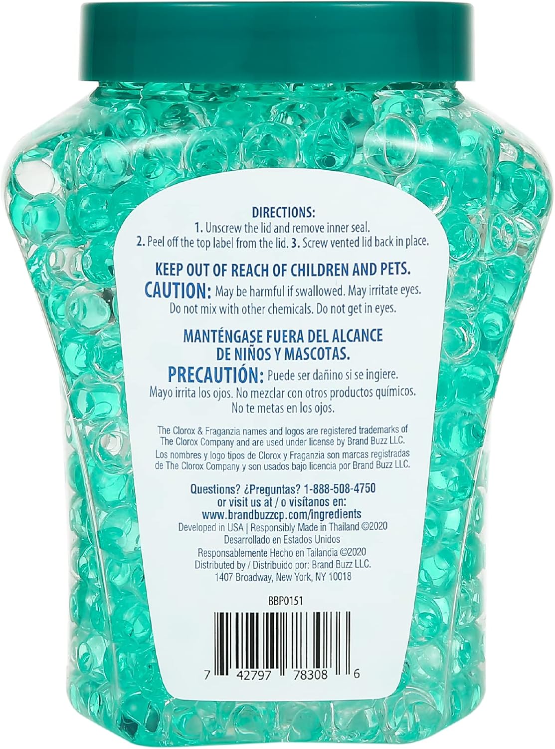 Clorox Fraganzia Crystal Beads Air Freshener, Long Lasting Room Deodorizer and Odor Eliminator Gel Beads to Freshen Home, Car, or Office, Fresh Ocean Breeze Scent, 12 Fl Oz
