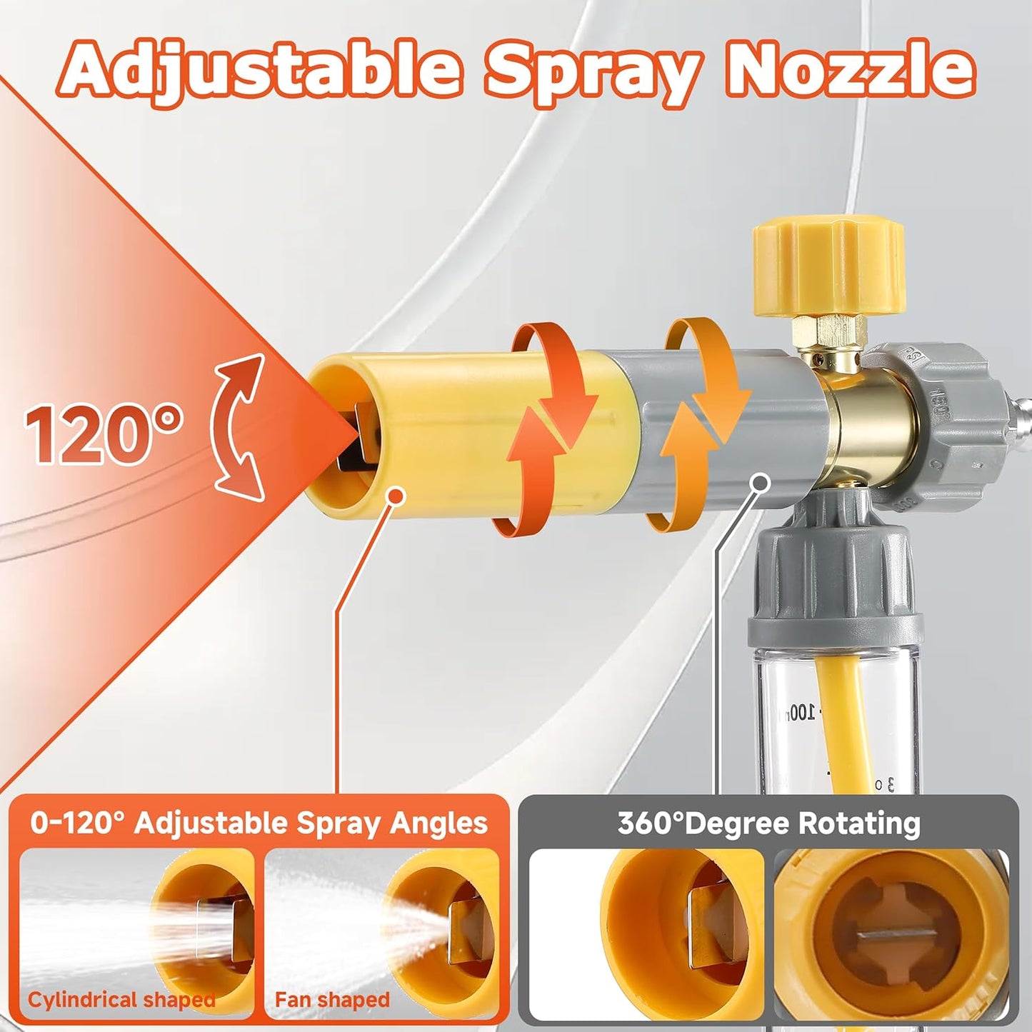 M MINGLE High Pressure Washer Gun with Foam Cannon, Foam Cannon Dual Connector Accessory, Car Wash Foam Gun Kit 1/4 Inch Quick Connector, 5 Pressure Washer Nozzle Tips