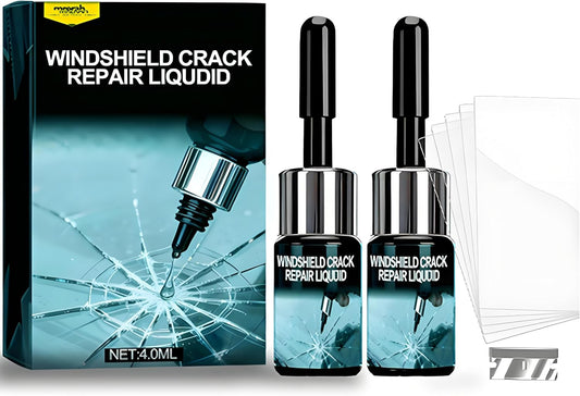Windshield Crack Repair Liquid Kit - Car Glass Repair Fluid for Chips, Cracks and Star-Shaped Damages (2 Pack)