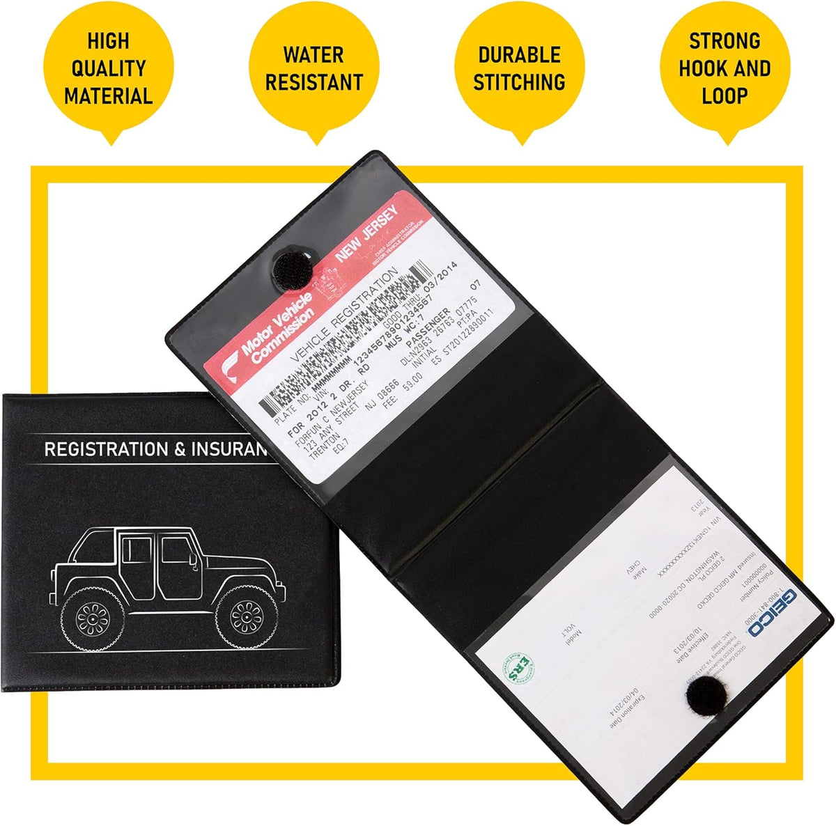 CANOPUS Car Registration and Insurance Holder, Car Document Holder, Vehicle Registration and Insurance Card Holder, Wallet for Auto, Trailer, Motorcycle, Truck, Vehicle Paperwork Organizer (2 Pack)