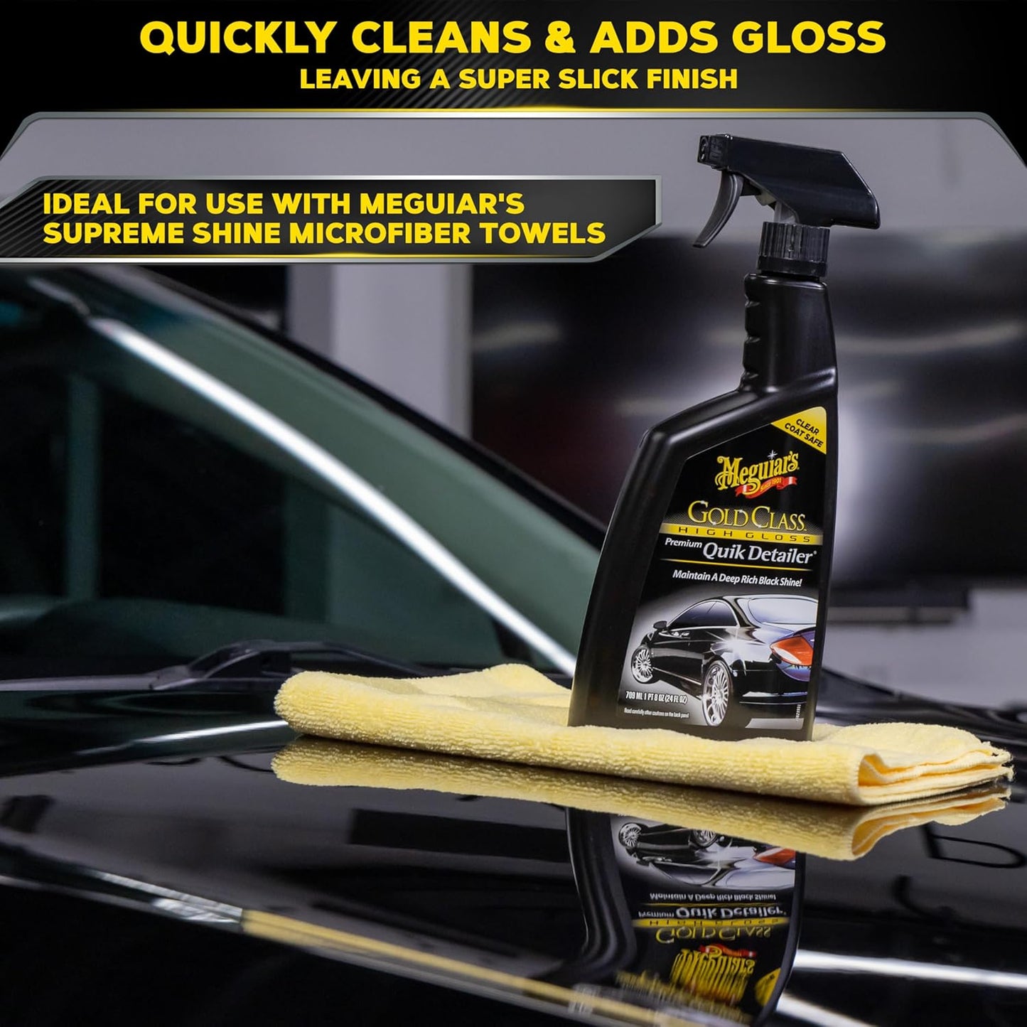 Meguiar's Gold Class High Gloss Premium Quik Detailer, High Lubricity Automotive Quick Detailer Spray that Preserves Wax and Leaves a Deep Dark Shine, 24 Oz Spray Bottle