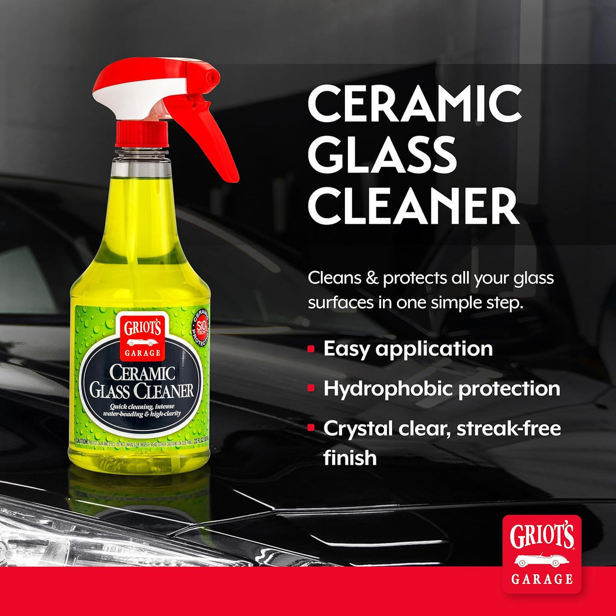 Griot's Garage Ceramic Glass Cleaner Spray for Car Windows, Windshields, Mirrors and Home Use, Cleans and Protects, Streak-Free, 11009, One Gallon