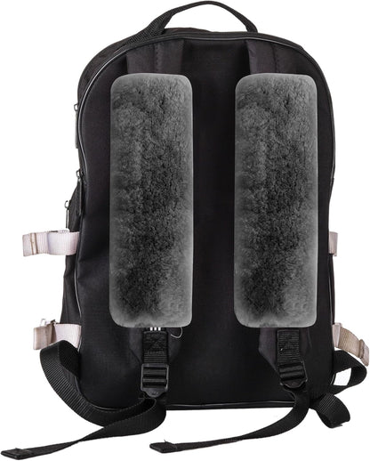 Amooca Soft Faux Fur Universal Fit Seatbelt Cover Car Truck SUV Airplane Seat Belt Shoulder Pad for Carmera Backpack Straps Neck Cushion Protector 2 Pack 10.5in Dark Gray