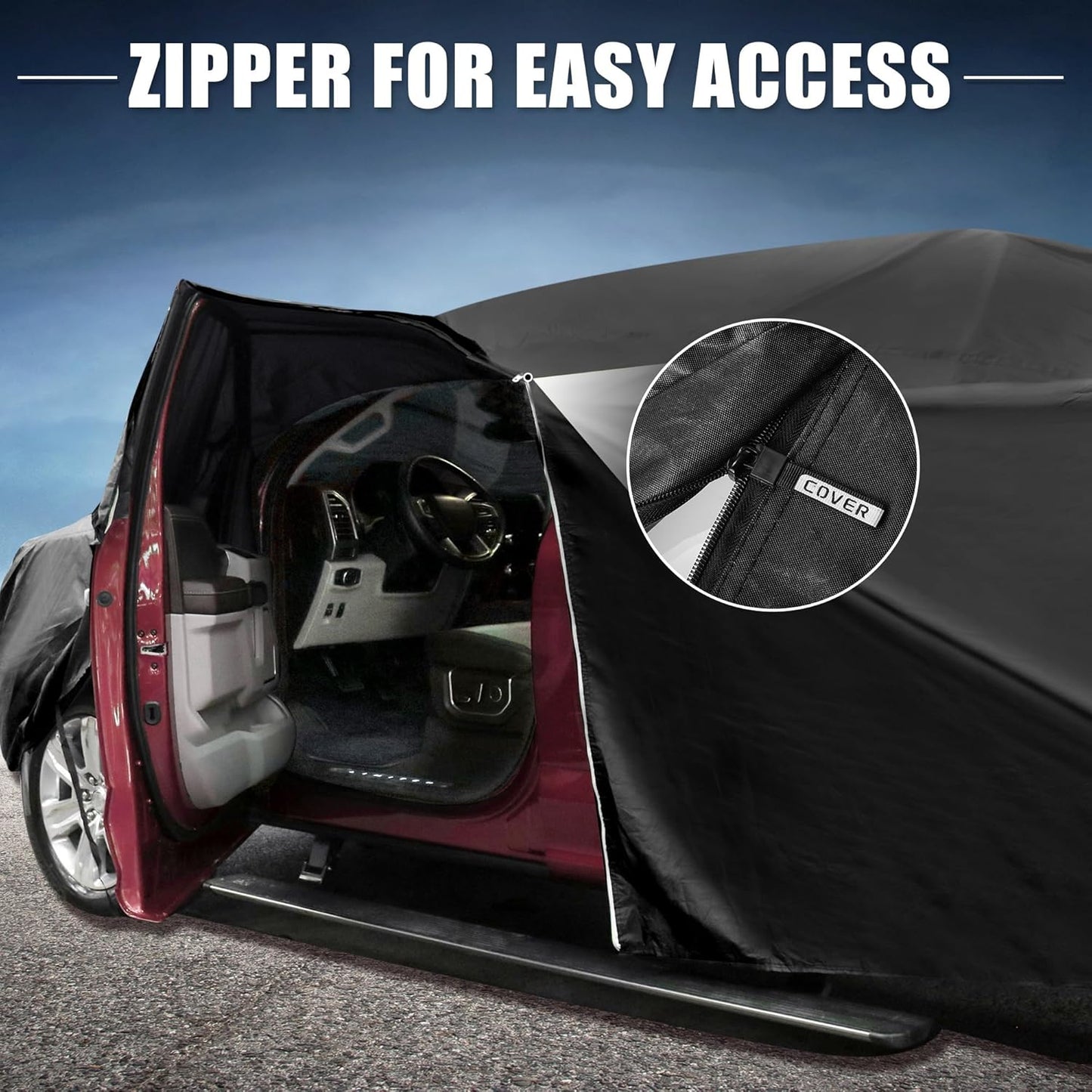X AUTOHAUX Car Cover for Honda Civic Sedan/Coupe 210D-PU Outdoor Full Car Cover All Weather with Door Zipper for Waterproof Windproof Sun Rain Snow Protection
