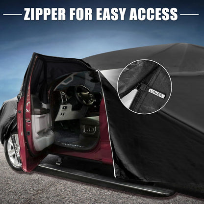 X AUTOHAUX Car Cover for Honda Civic Sedan/Coupe 210D-PU Outdoor Full Car Cover All Weather with Door Zipper for Waterproof Windproof Sun Rain Snow Protection