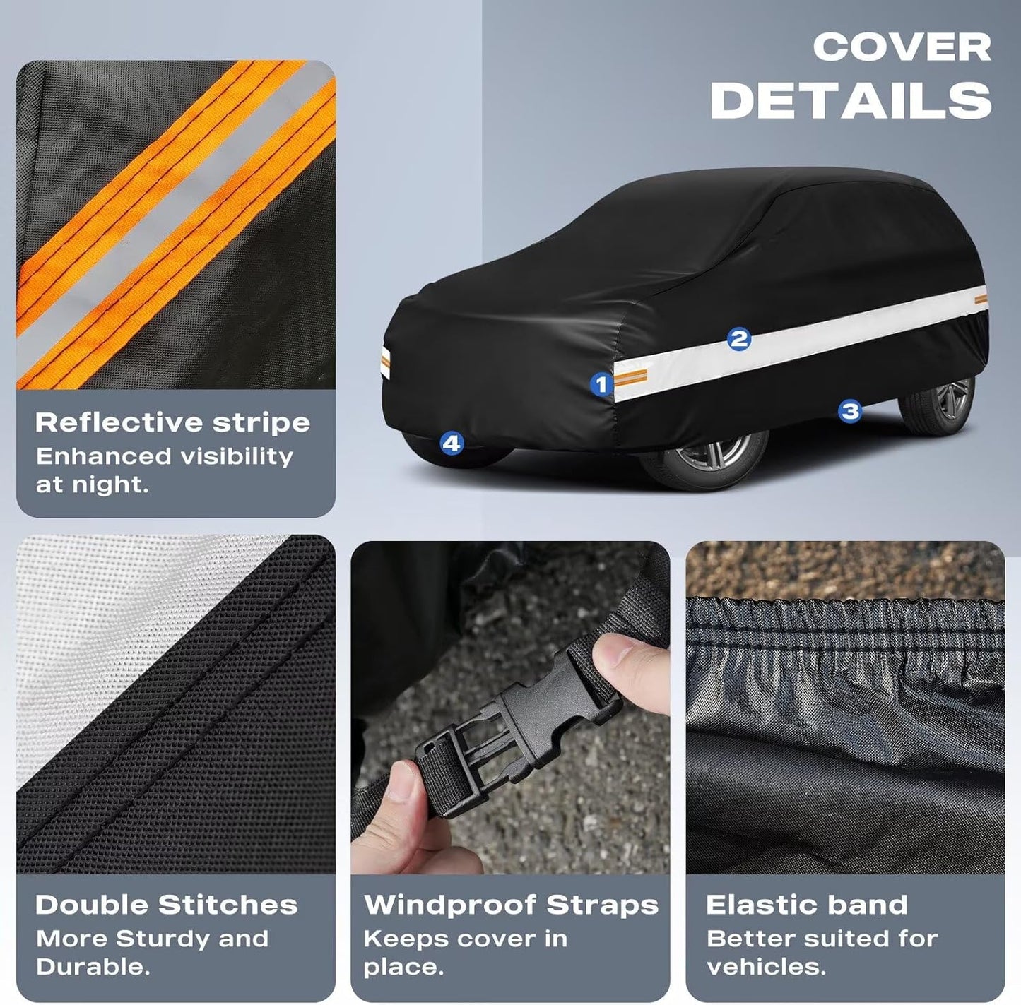 10 Layers Car Cover Custom Fit for Mercedes Benz C Class C250 C300 C43 C63 (1993-2026), Waterproof All Weather for Automobiles, Outdoor Full Cover Sun Dust Rain Protection with Cotton. Black - Colors B