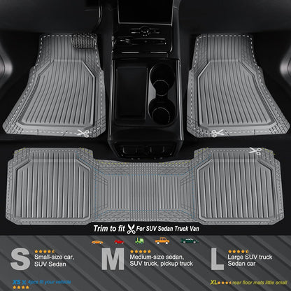 CAR PASS Heavy Duty Rubber Floor Mats for Car, Waterproof Liner Deep Dish Car Mats Full Sets, Universal Trim to Fit for SUV Truck Sedans Vans, All Weather Automotive Floor Mats 3pcs, Solid Black