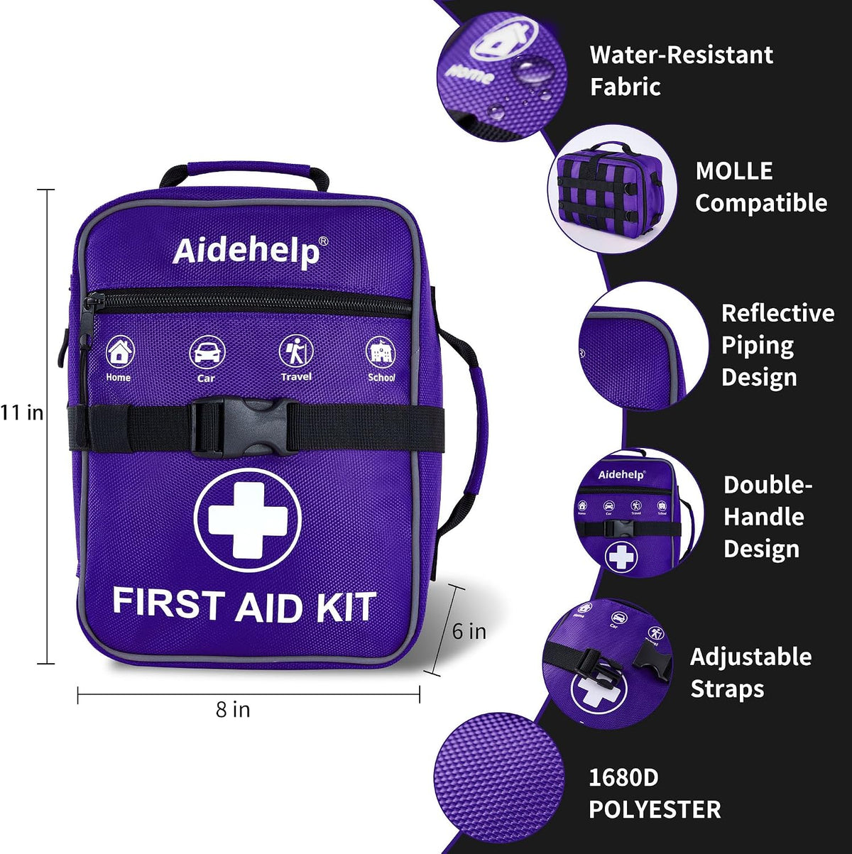 520 Pieces Premium First Aid Kit - Large Emergency Medical Kit for Survival, Car, Home, Travel, Camping, Backpack, Hiking, School (Red)