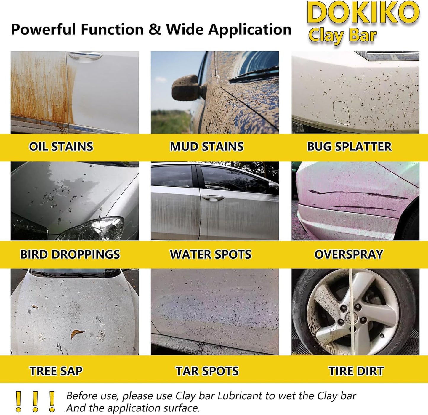 DOKIKO 8 Pack Car Clay Bars Auto Detailing Premium Magic Car Clay Bars Kit | Adsorption Capacity for Car Detailing Car Wash Clean |10 pcs Clay bar Lubricant Tablets (1pcs=16 oz)