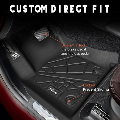 KARPAL Floor Mats for 2007-2013 Chevy Silverado & GMC Sierra 1500 Crew Cab / 2007-2014 2500/3500 HD(Footwell Coverage), All-Weather TPE Custom Fit Floor Liners Car Accessories
