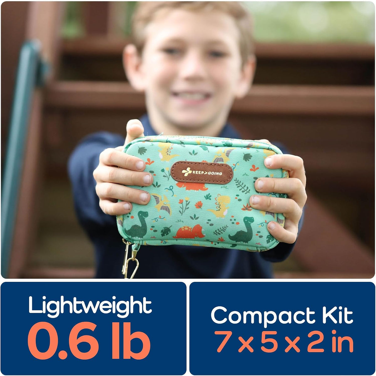 KeepGoing Travel First Aid Kit for Kids – 130 Pc. for Car, Home, Purse, Diaper Bag & Backpack with Latex-Free Bandages - Mini First Aid Kit Travel Size TSA-Approved