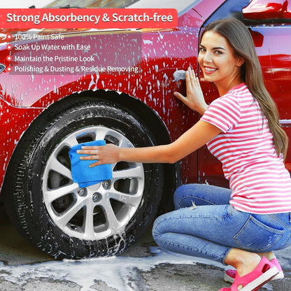 Microfiber Cleaning Cloth, 100 Pack Cleaning Rags Microfiber Towel Bulk Absorbent Lint-Free Wash Cloths, All-Purpose Shop Towels for Cars, Automotive, Garage, Home & Kitchen 11.5"*11.5"