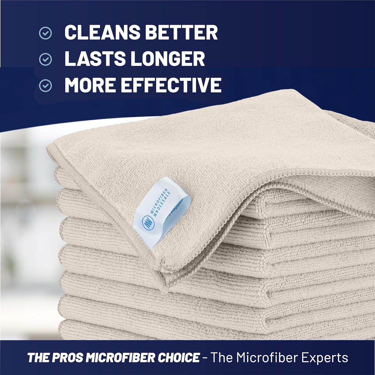 Microfiber Wholesale MW Pro 16x16 Auto Detailing Towels - Plush Car Drying Cloths for Wax Removal, Interiors & Body Shops - Scratch Free (Black, 12-Pack)