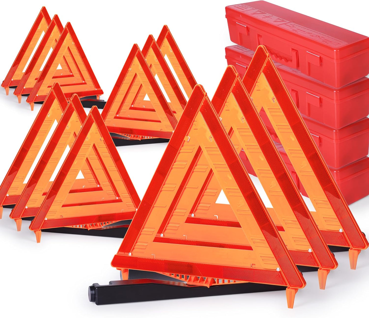 SAFEMATE 3 Pack Warning Triangle DOT Approved, Foldable Emergency Safety Reflective Triangles for Roadside Vehicles Breakdown with Carrying Case