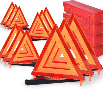 SAFEMATE 3 Pack Warning Triangle DOT Approved, Foldable Emergency Safety Reflective Triangles for Roadside Vehicles Breakdown with Carrying Case