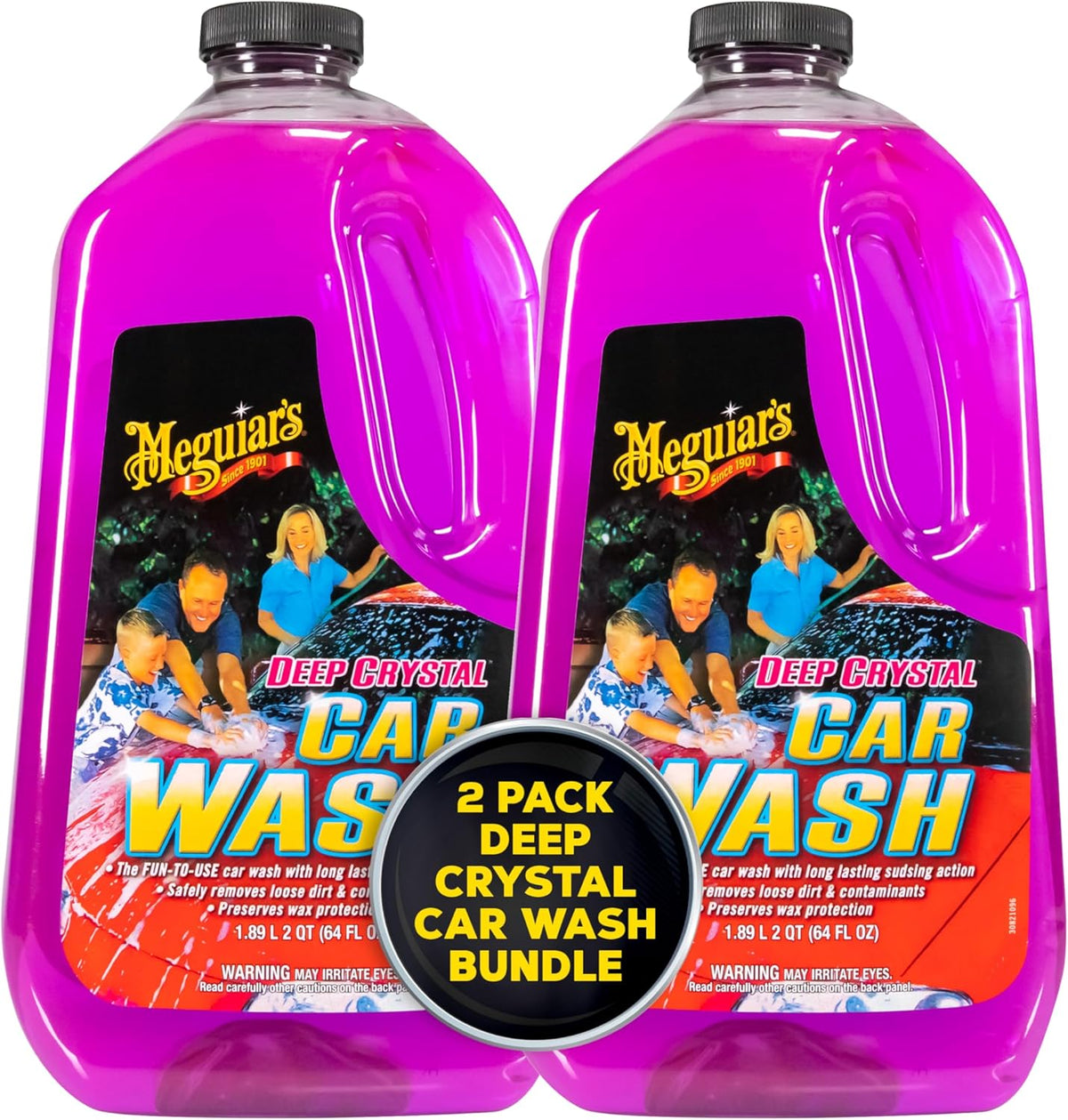 Meguiar's Deep Crystal Car Wash - Car Wash Shampoo that Cleans Paint, Enhances Gloss, and Preserves Wax Protection, pH Balanced Car Wash Soap with Excellent Foaming Action, 64 Oz