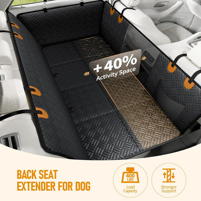 PROZAR Dog Car Seat Cover for Back Seat, Hard Bottom Back Seat Extender, Back Seat Pet Cover for Dogs - Supports 400lbs, Waterproof Heavy Duty Scratch Dog Hammock for Compact Cars/SUVs, 51in
