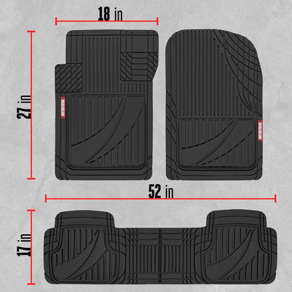 Motor Trend FlexTough Advanced Heavy Duty Black Rubber Car Floor Mats & Cargo Liner for SUV & Car Full Set - Universal Trim to Fit All Weather Automotive Floor Mat & Cargo Liners for SUV, Car, & Van