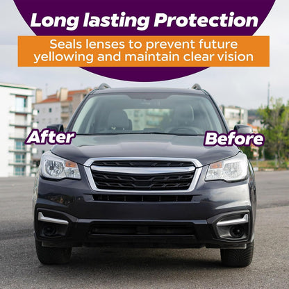 Clear Lights Tech, Headlight Restoration Kit - Headlight Cleaner 3-Wipe System, Restores Clarity, Removes Yellowing & Oxidation, Improves Nighttime Driving Safety, Long Lasting UV Protection.