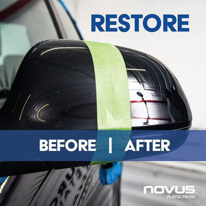 NOVUS Clear in Five Headlight Restoration Kit | 2 Ounce #1, 2, & 3 Bottles, Buffing Pad, Backing Pad Drill Attachment, 1,000 Grit Sanding Disk, 3 Polish Mates
