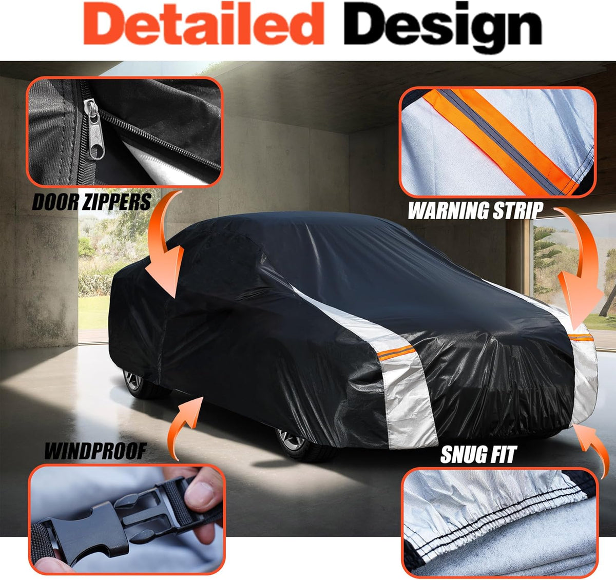 Large SUV Car Cover for Chevy Suburban 100% Waterproof All Weather, Heavy Duty Outdoor Full Exterior Covers Rain Sun Wind UV Protection. - Colors B
