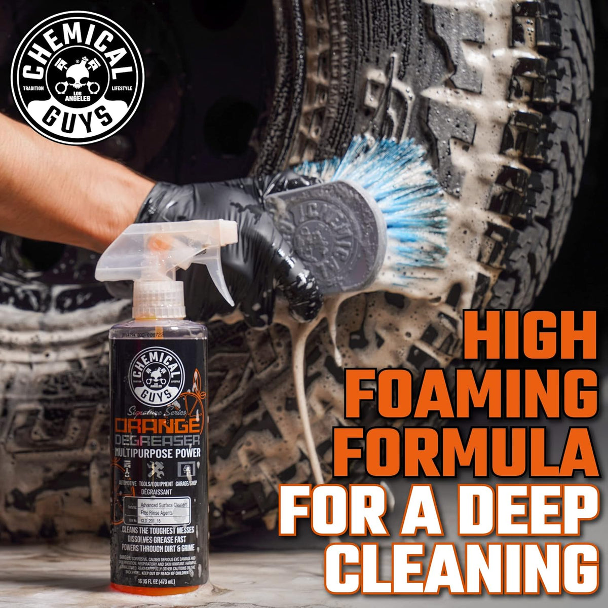 Chemical Guys Signature Series Orange Degreaser Spray - Heavy Duty All Purpose Cleaner for Engines, Tires, Undercarriages, Tools and More, Professional Strength, Breaks Down Grease, Oil & Grime, 16 oz
