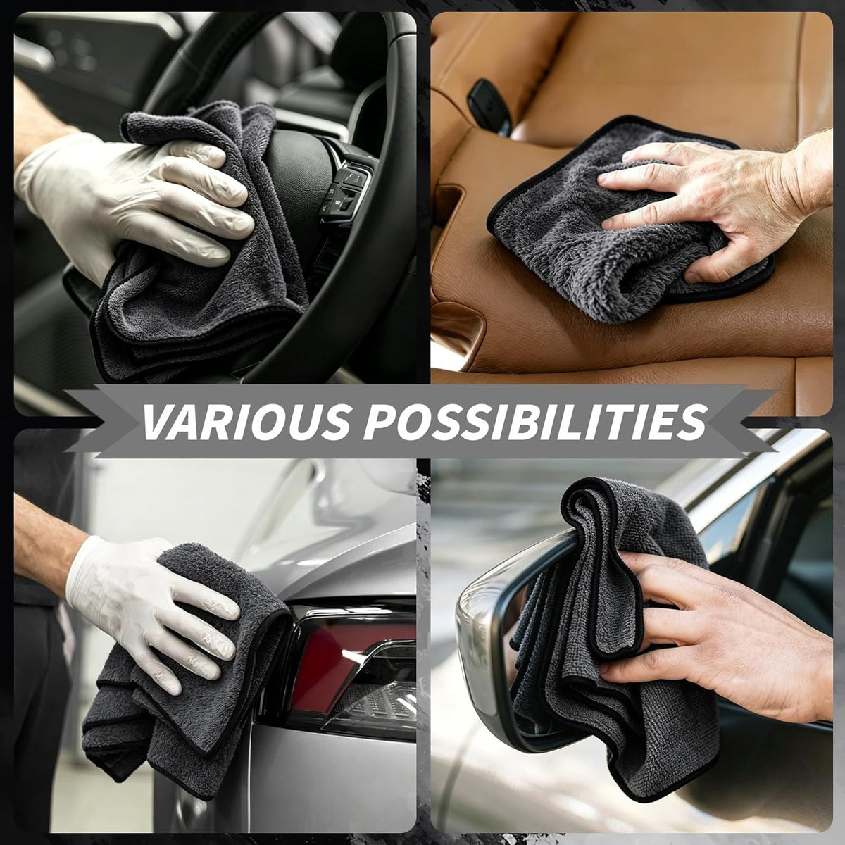 6PCS Microfiber Towels for Cars 36x25 Inch Microfiber Cleaning Cloths Bulk Soft Car Detailng Towel Cloths 450 GSM Detailing Buffing Quick Drying Towel Polishing Waxing Auto Detailing Towel Cloth