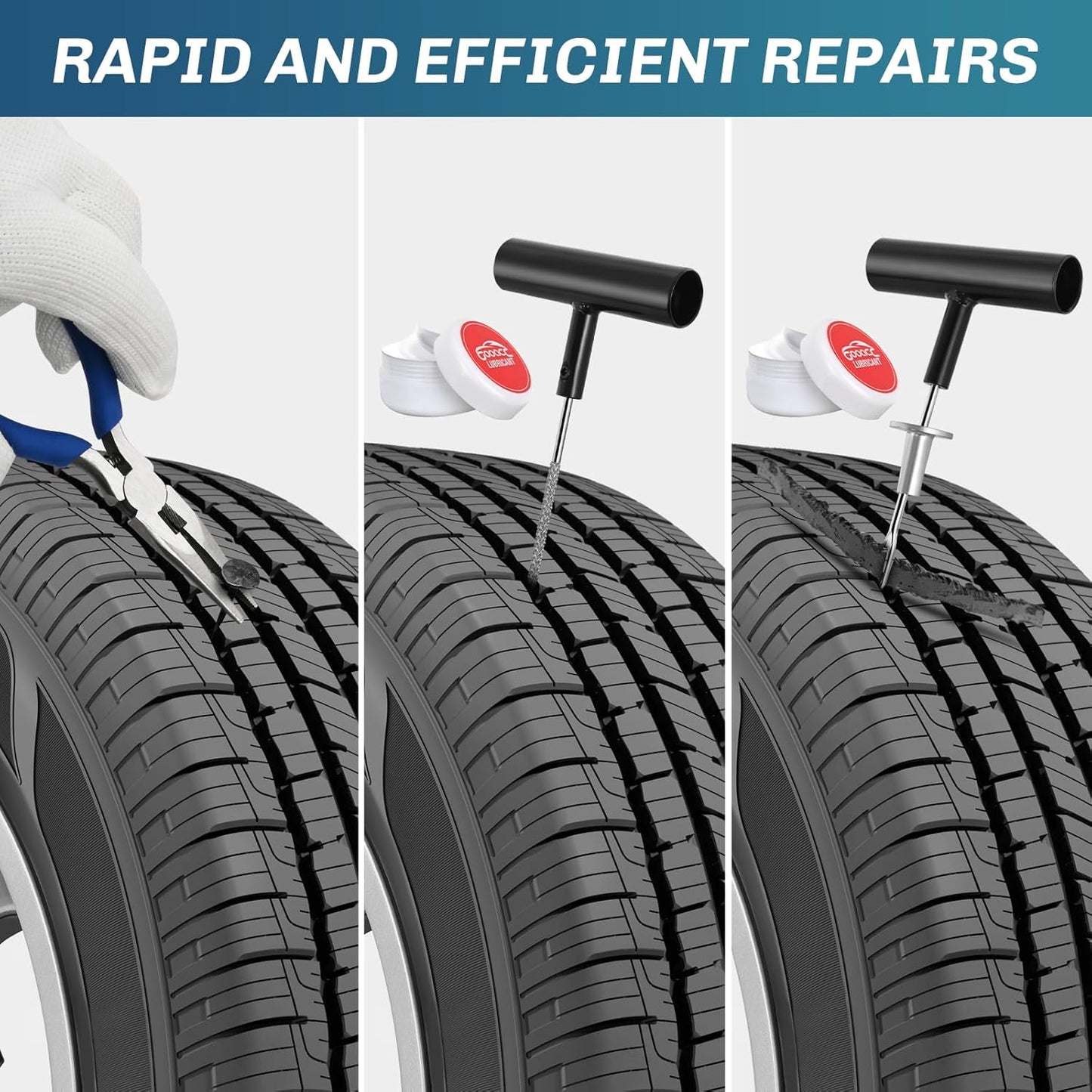 GOOACC Tire Repair Kit - 106pcs Heavy Duty Tire Plug Kit Flat Tire Puncture Repair Kit for Car, Motorcycle, ATV, UTV, RV, Tractor, Trailer
