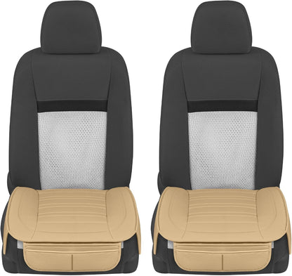 Motor Trend Seat Covers for Cars Trucks SUV, Faux Leather 2-Pack Black Padded with Storage Pockets, Premium Interior Car Seat Cover