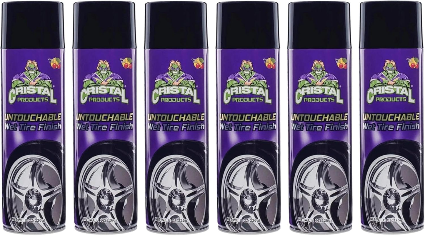 Cristal Products Untouchable Tire Shine Spray – Long-Lasting Wet Tire Finish for Deep Gloss & Protection – Waterproof Tire Shine, Easy Application, Premium Tire Cleaner Shine 8oz (1PK)