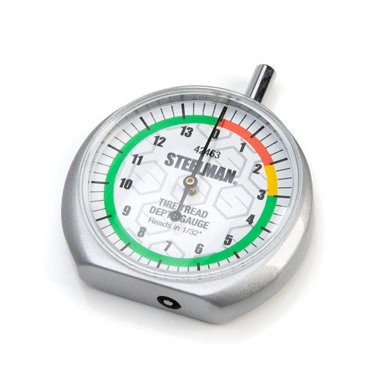 Steelman Dial-Type Color-Coded Tread Depth Gauge, Identifies Tire Wear, Durable Powder-Coated Zinc Alloy Casing for Professional or Home Auto Mechanics