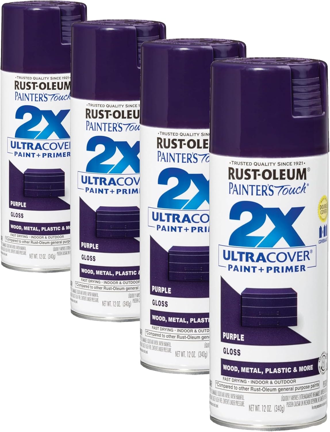 Rust-Oleum 334029 Painter's Touch 2X Ultra Cover Spray Paint, 12 oz, Gloss Clear - Colors E