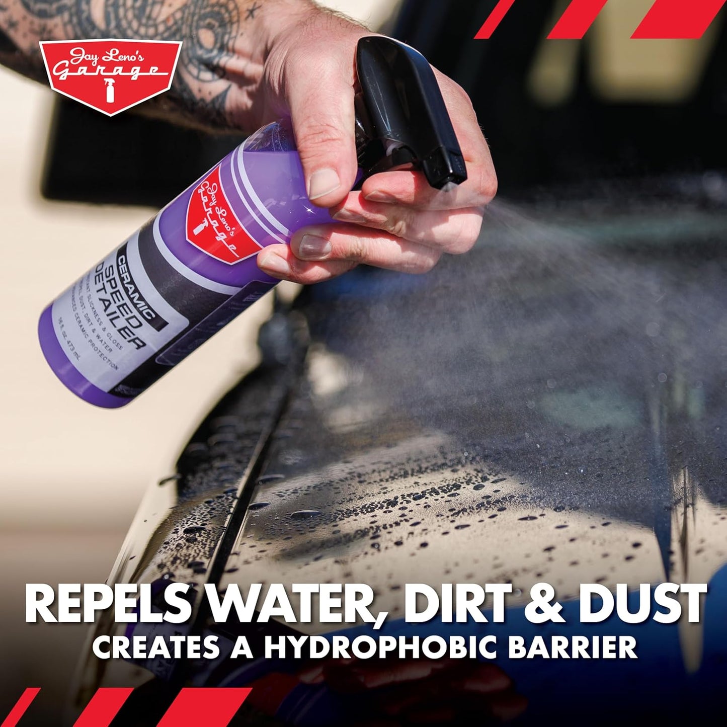 Jay Leno’s Garage Ceramic Speed Detailer Spray Quick Car Detailer for Cars Trucks Motorcycles and Watercraft Enhances Gloss Slickness Hydrophobic Protection Boosts Ceramic Coatings (16 OZ (Pack of 2))
