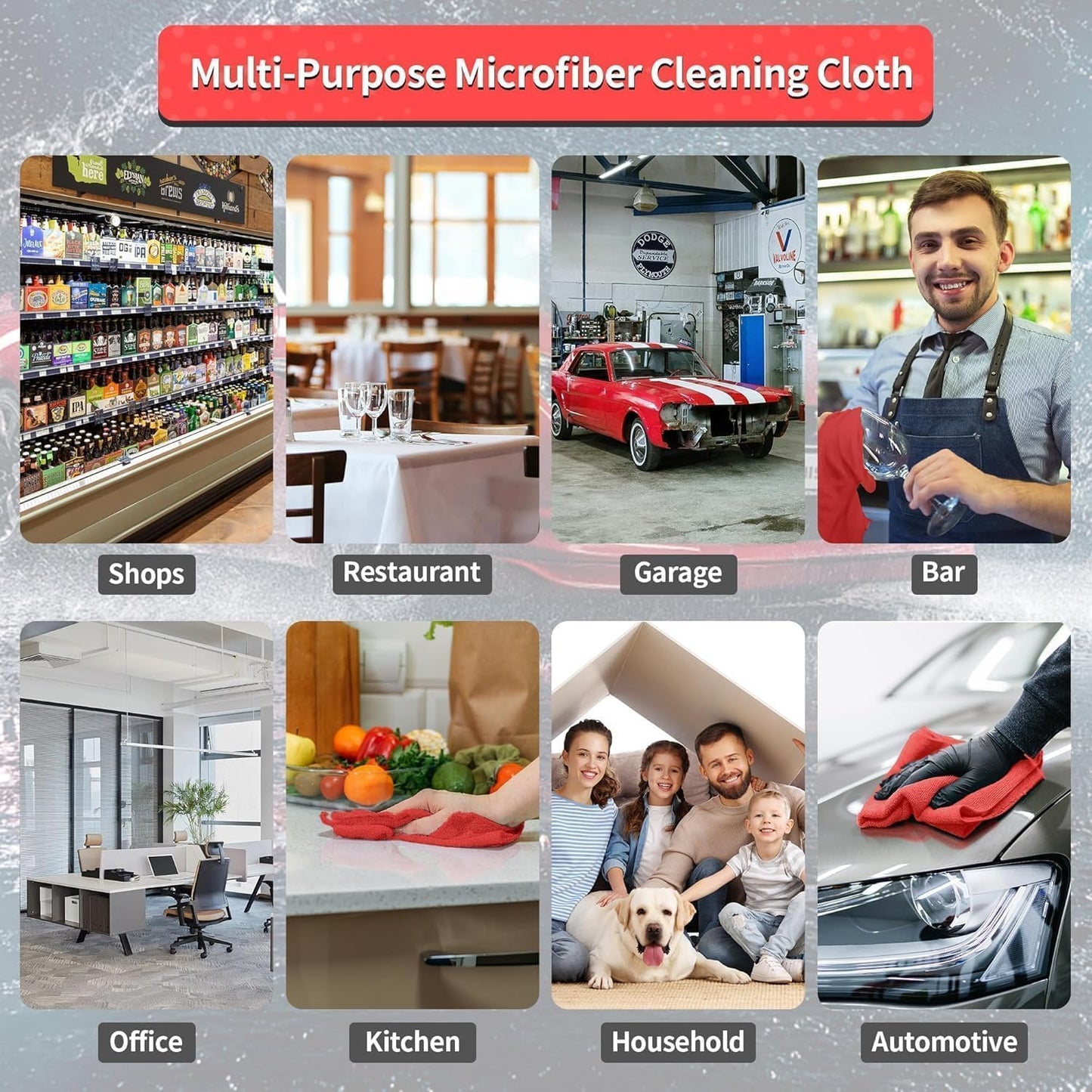 Microfiber Cleaning Cloth, 100 Pack Cleaning Rags Microfiber Towel Bulk Absorbent Lint-Free Wash Cloths, All-Purpose Shop Towels for Cars, Automotive, Garage, Home & Kitchen 11.5"*11.5"