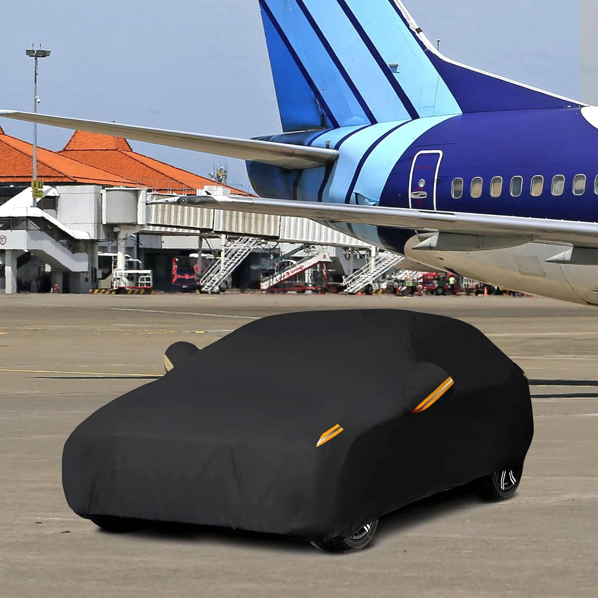 MORNYRAY Waterproof Car Cover All Weather Snowproof UV Protection Windproof Outdoor Full car Cover, Universal Fit for Sedan (Fit Sedan Length 194-206 inch, Blue)
