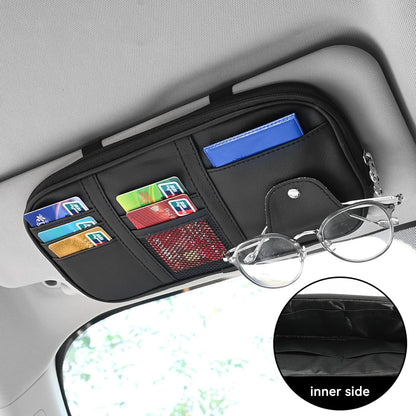 Car Sun Visor Organizer, Sunglass Holder and Storage Pocket, Card Cash Pouch with Multi-Pocket Net Zipper, Case Bag for License Pen Key, Auto Accessories for Truck, SUV, Van (Purple)