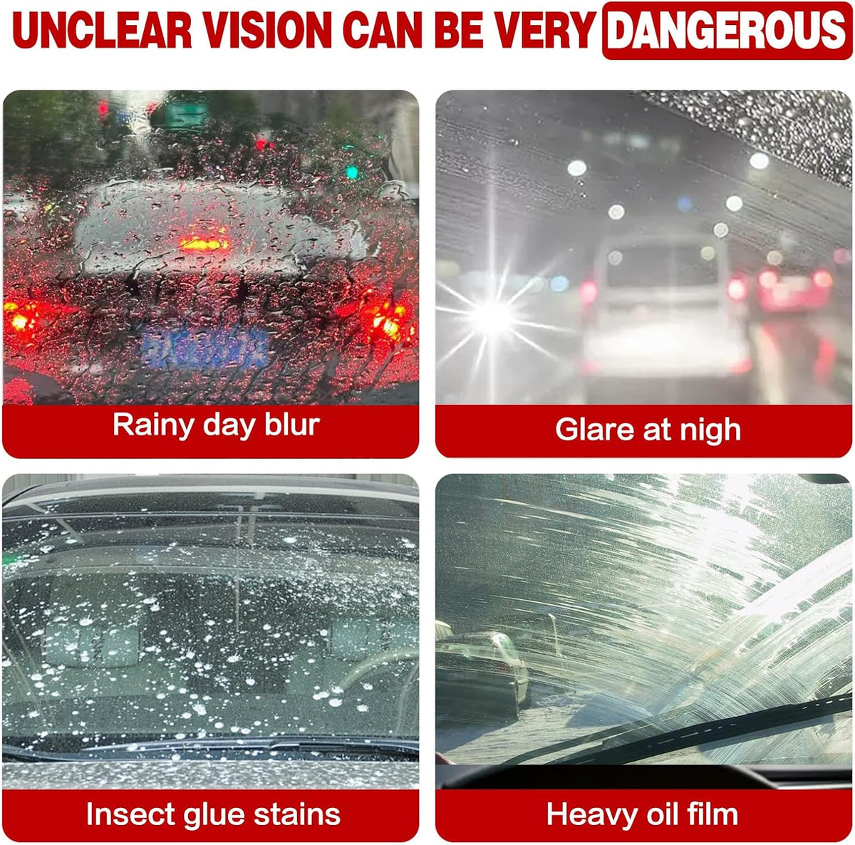 Oil Film Cleaning Brush for Car Windows, 2026 Upgraded Clear Vision Windshield Cleaner with Anti-Rain Coating, Improving Clarity & Safer Driving, Kit with Supplements & Towel, 2 pcs(Red)
