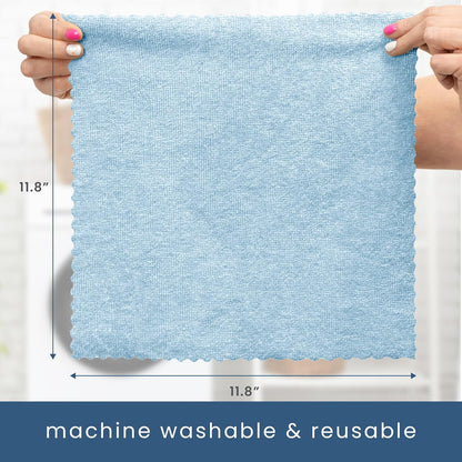 S&T INC. 50 Pack Microfiber Cleaning Cloth with Box, Bulk Towels for Home, Reusable Microfiber Towels for Cars, Cleaning Rags, White, 190gsm, 11.8 Inches x 11.8 Inches, 50 Count