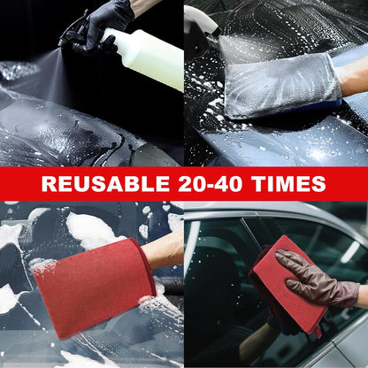 Clay Mitt Auto Detailing 4 Pack, Fine Grade Microfiber Car Clay Bar Mitt, DIY Detail Tool & Kit Car Detailing Alternative (Blue)