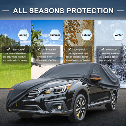 X AUTOHAUX Car Cover for Honda Civic Sedan/Coupe 210D-PU Outdoor Full Car Cover All Weather with Door Zipper for Waterproof Windproof Sun Rain Snow Protection