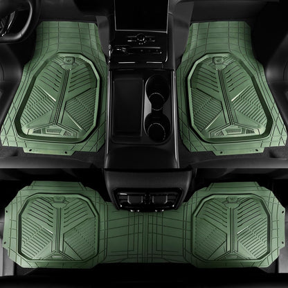 CAR PASS Heavy Duty Rubber Car Mats with Cargo Liner, Deep-Dish Car Floor Mats and Trunk Mat All Weather, Universal Trim-to-Fit for SUVs Trucks Sedans, Waterproof Anti-Slip, Trimmable V12 Black