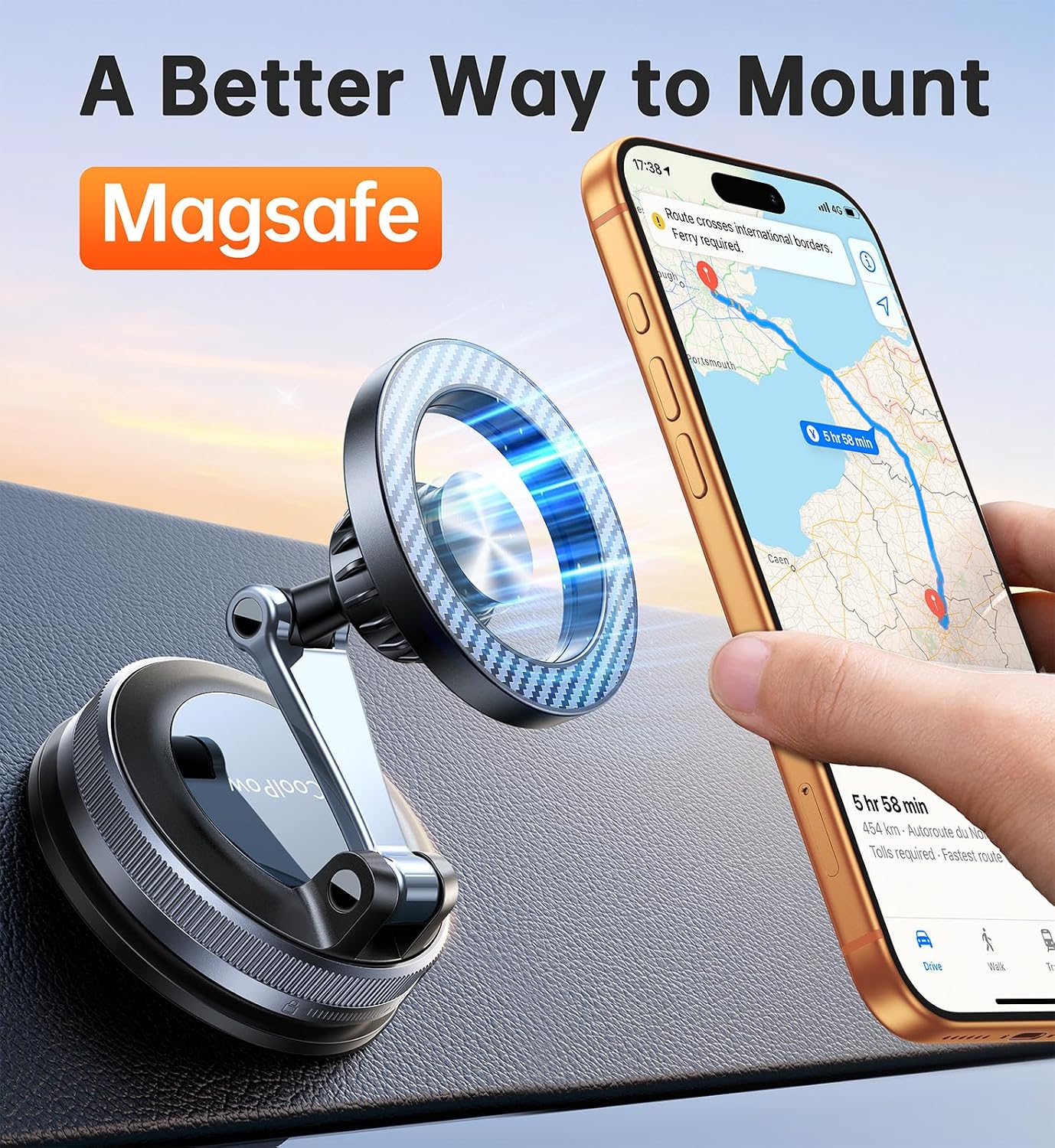Coolpow for MagSafe Car Mount【Windshield+Vent+Dash】Magnetic Phone Holder for Car Phone Holder Mount Cell Phone Holders for Your Car Accessories Suction Phone Mount for Car Truck Stand for iPhone 17 16
