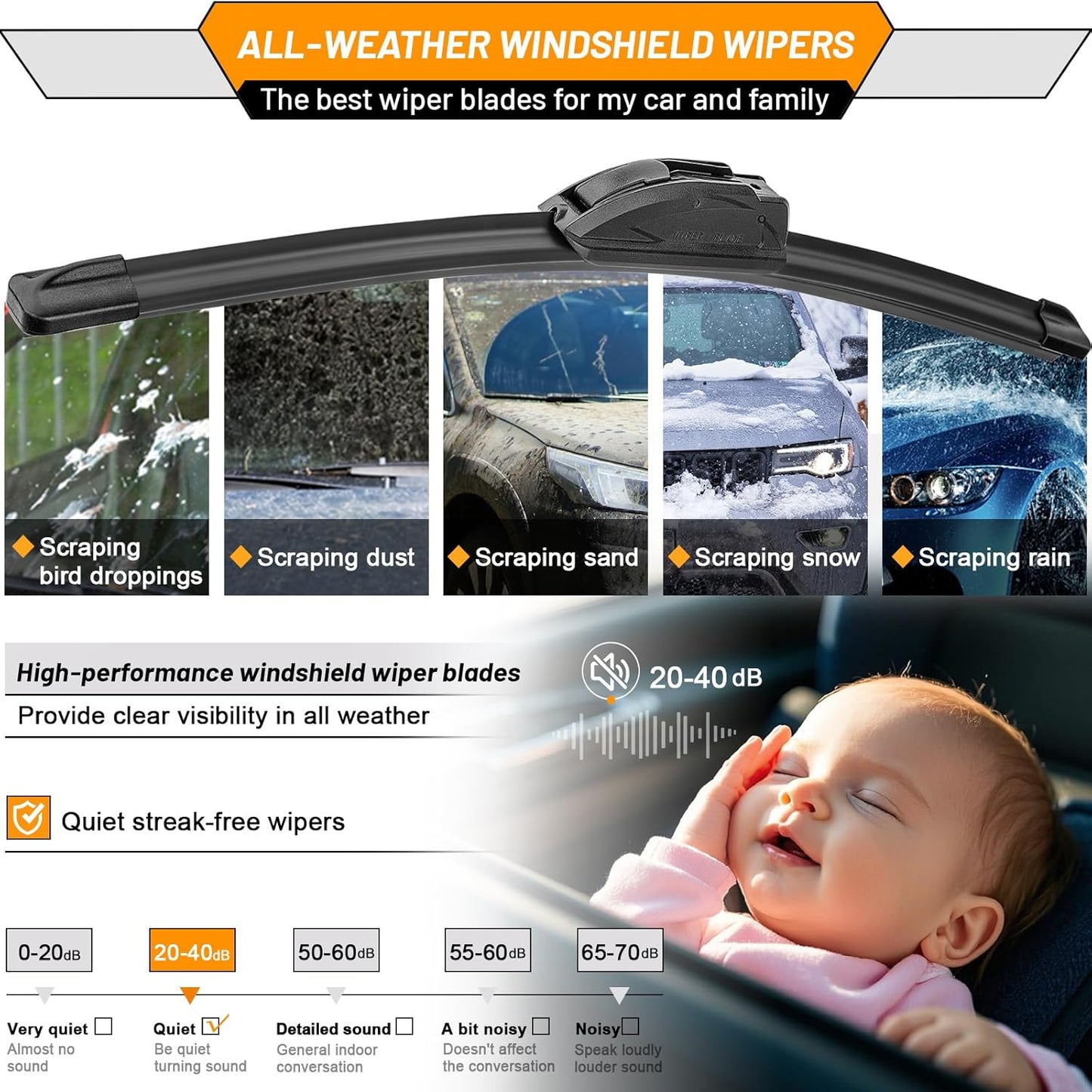 AUTOBOO 26"+19" Windshield Wipers Replacement for Tesla Model 3 2017 2018 2019 2020 2021 2022 2023 2024 2025 Model Y 2020 2021 2022 2023-2025 -Original Factory Quality (Pack of 2) - Colors B