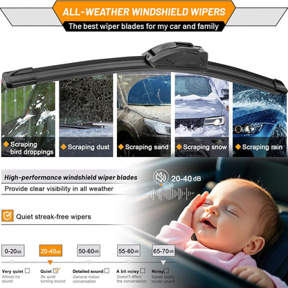 AUTOBOO 26"+19" Windshield Wipers Replacement for Tesla Model 3 2017 2018 2019 2020 2021 2022 2023 2024 2025 Model Y 2020 2021 2022 2023-2025 -Original Factory Quality (Pack of 2) - Colors B