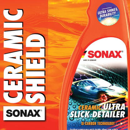 SONAX Ceramic Ultra Slick Detailer | Ceramic Quick Spray Detailer | Si Carbon Ceramic | Durable High Shine Detailer | Slick to the Touch Detailer | Waterless Wash | 750ml | 25.4 fl. Oz. | 268400