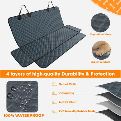 MIXJOY Dog Seat Cover for Back Seat Waterproof Dog Seat Covers for Cars, Car Seat Protector for Dogs, Nonslip Back Seat Cover for Trucks & SUV