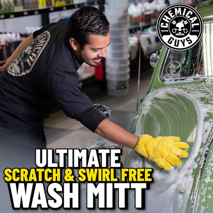 Chemical Guys MIC510 The Stranger Helpful Handy Car Wash Mitt - Yellow, Microfiber Towels for Detailing, Holds Tons of Soapy Suds, Flexible - Perfect for Car Cleaning